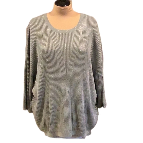 Ava and Viv size 3X silver metallic blouse - Picture 1 of 6